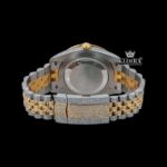 Two Tone Yellow Dial Rainbow Arabic Numerals Moissanite Diamond Watch Caseback View