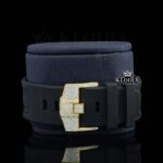 Two Tone Yellow Gold Dial Chronograph Semi Iced Out Moissanite Watch Strap View