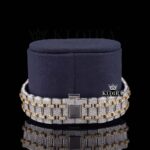 Two Tone Yellow Gold Dial Iced Out Moissanite Diamond Bracelet View