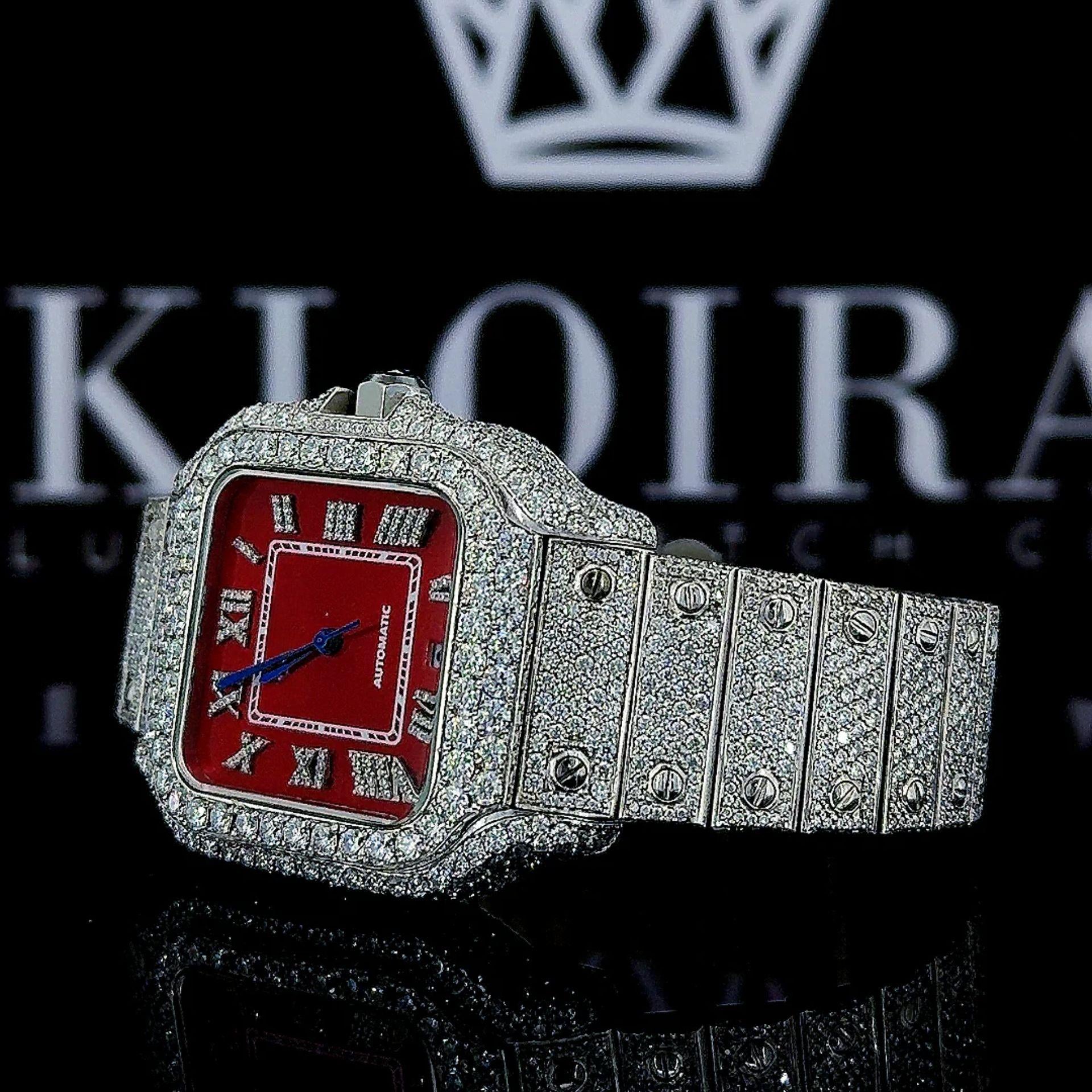 VVS Clarity Moissanite Cartier Watch Left Side View
