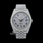 White Dial Arabic Numerals Full Iced Out Moissanite Watch