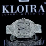 White Dial Arabic Numerals Fully Iced Out Moissanite Watch