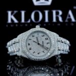 White Dial Black Arabic Numerals Fully Iced Out Moissanite Diamond Watch