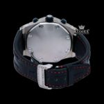 White Dial Black Leather Strap Chronograph Moissanite Diamond Watch Caseback View