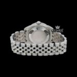 White Dial Black Roman Numerals Bust Down Moissanite Diamond Watch Caseback View