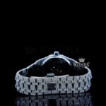 White Dial Blue Arabic Numerals Fully Iced Out Natural Diamond Watch Caseback View