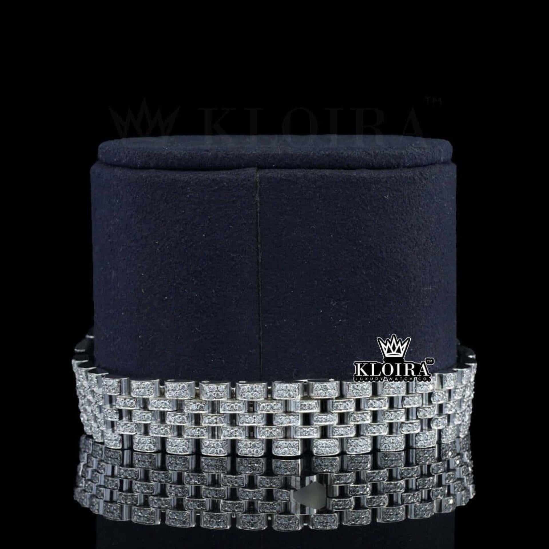 White Dial Diamond Markers Date Display Fully Iced Out Moissanite Watch Bracelet View