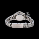 White Dial Diamond Markers Date Display Moissanite Diamond Watch Case Back View