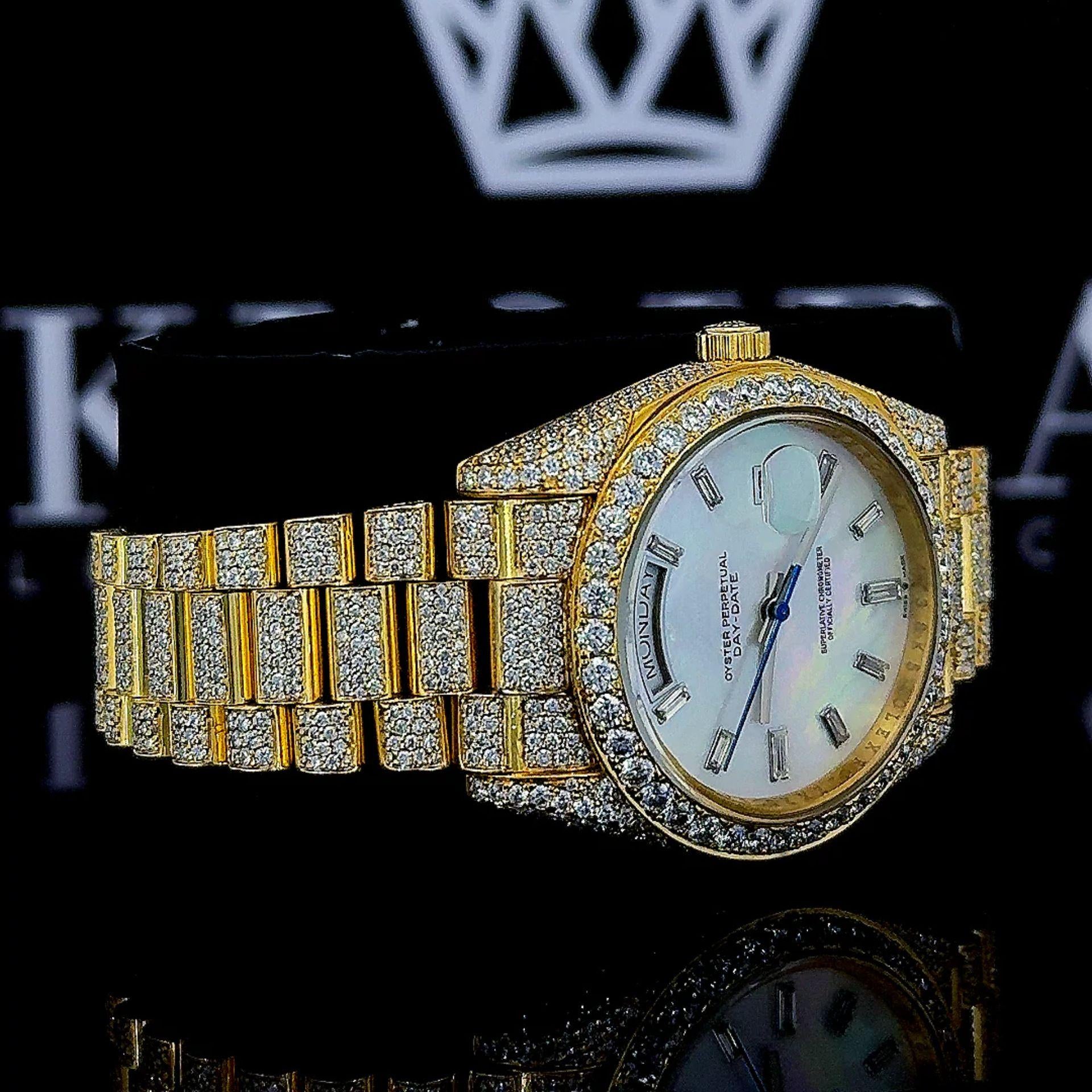 White Dial Diamond Markers Fully Iced Out Moissanite Diamond Watch Right Profile View
