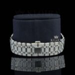 White Dial Diamond Markers Fully Iced Out Moissanite Watch Bracelet View