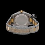 White Dial Dual Time Two Tone Moissanite Diamond Watch Caseback View