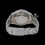 White Dial Rainbow Markers Fully Iced Out Moissanite Diamond Watch Caseback View