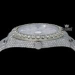 White Dial Rainbow Markers Fully Iced Out Moissanite Diamond Watch Crown View