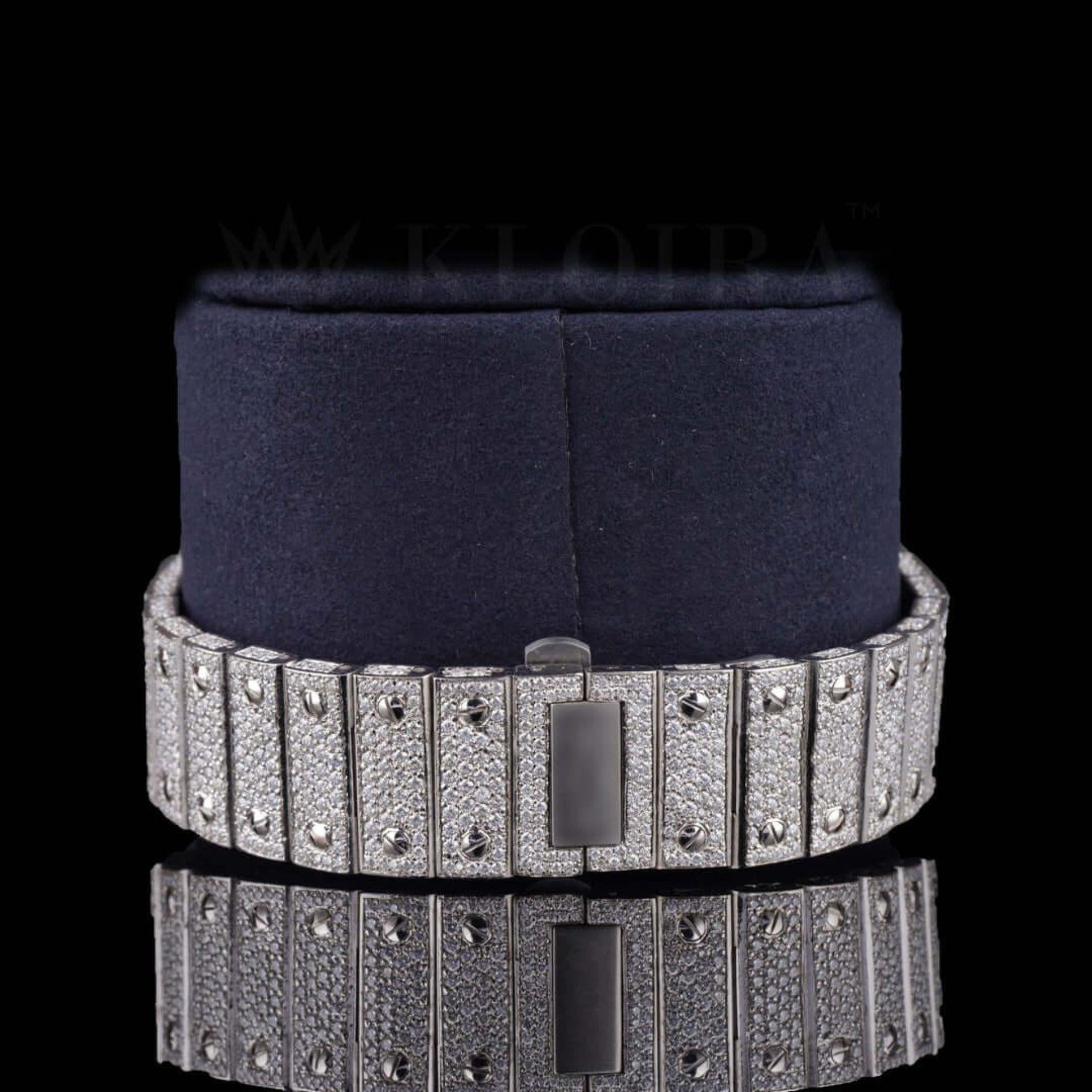 White Dial Rainbow Roman Numerals Fully Iced Moissanite Diamond Watch Bracelet View