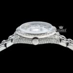 White Dial Roman Numeral Fully Iced Out Moissanite Diamond Watch Crown View