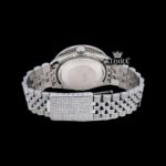 White Dial Roman Numerals Diamond Link Strap Moissanite Watch Caseback View