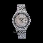 White Dial Roman Numerals Diamond Link Strap Moissanite Watch