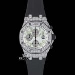White Dial Standard Numerals Chronograph Semi Iced Moissanite Diamond Watch