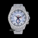 White Dial Standard Numerals Fully Iced Out Moissanite Watch