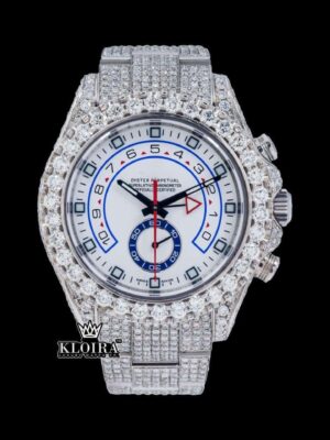 White Dial Standard Numerals Fully Iced Out Moissanite Watch