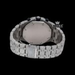 White Gold Iced Out Chronograph Moissanite Diamond Watch Caseback View