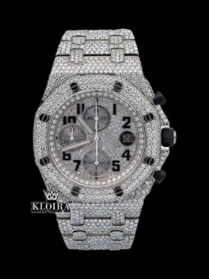 White Gold Iced Out Chronograph Moissanite Diamond Watch
