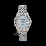White Pearl Dial Diamond Markers Moissanite Diamond Watch