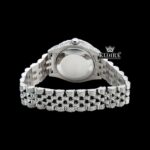 White Pearl Dial Roman Numerals Diamond Link Strap Iced Out Moissanite Watch Caseback View