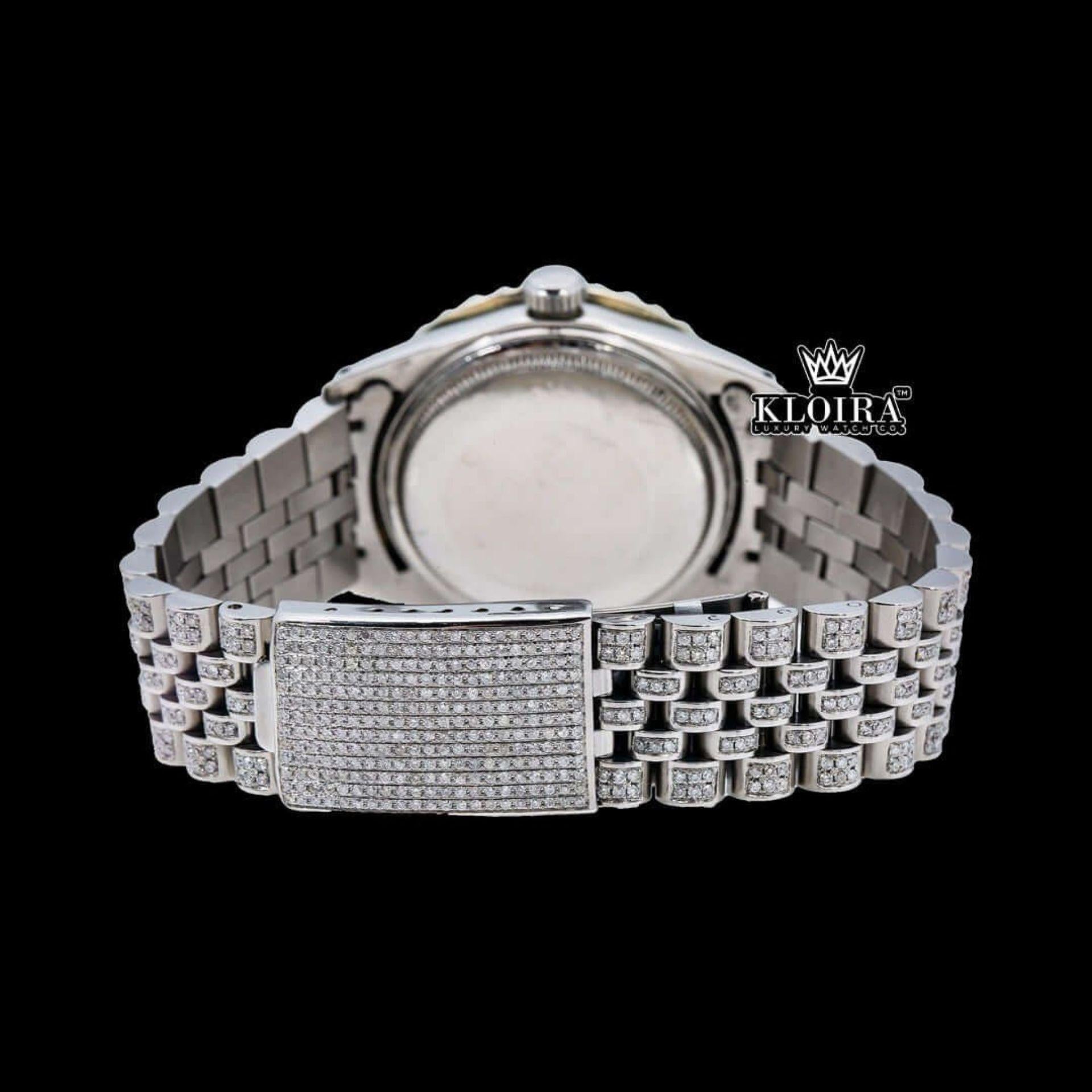White Roman Numerals Red Dial Fuully Iced Moissanite Diamond Watch Caseback View