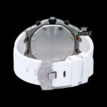 White Rubber Strap Chronograph Dial Semi Iced Out Moissanite Watch Caseback View