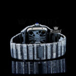 White Skeleton Dial Fully Iced Out Baguette Moissanite Watch Caseback View