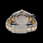 White Stick Markers Black Dial Two Tone Iced Out Moissanite Diamond Watch Caseback View