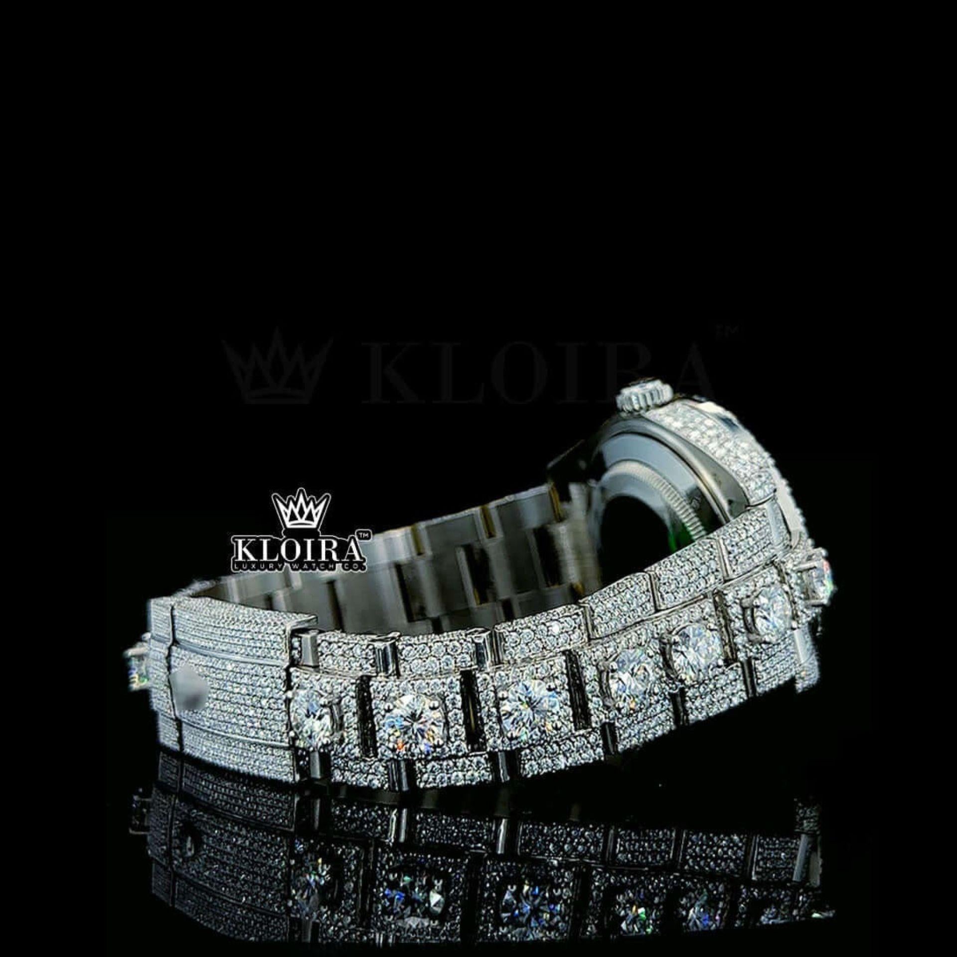 White Stick Markers White Dial Fully Iced Moissanite Diamond Watch Bracelet View