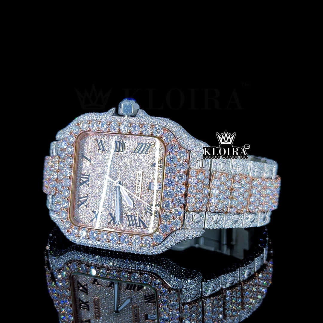 Womens Moissanite Cartier Watch Left Side View