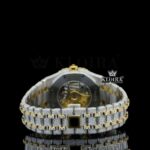 Yellow Dial AP Arabic Numerals Two Tone Iced Out Moissanite Diamond Watch Caseback View