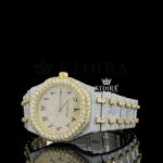 Yellow Dial AP Arabic Numerals Two Tone Iced Out Moissanite Diamond Watch Left Profile View
