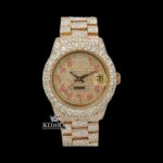 Yellow Dial Bust Down rose Gold Arabic Numeral Moissanite Diamond Watch