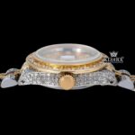 Yellow Dial Diamond Markers Two Tone Ladies Moissanite Watch Crown View