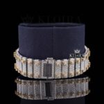 Yellow Dial Roman Numerals Two Tone Moissanite Diamond Watch Bracelet View