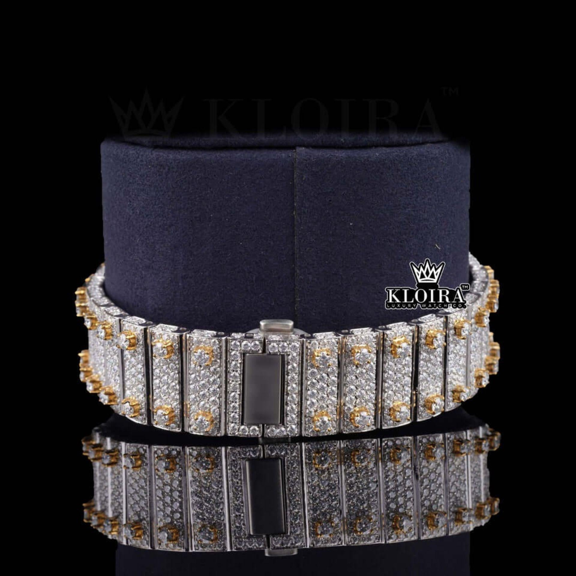 Yellow Dial Two Tone Roman Numeral Moissanite Diamond Watch Bracelet View