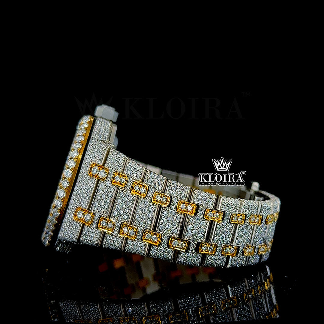 Yellow Gold AP Arabic Numerals Moissanite Diamonds Watch Left Side Bracelet View