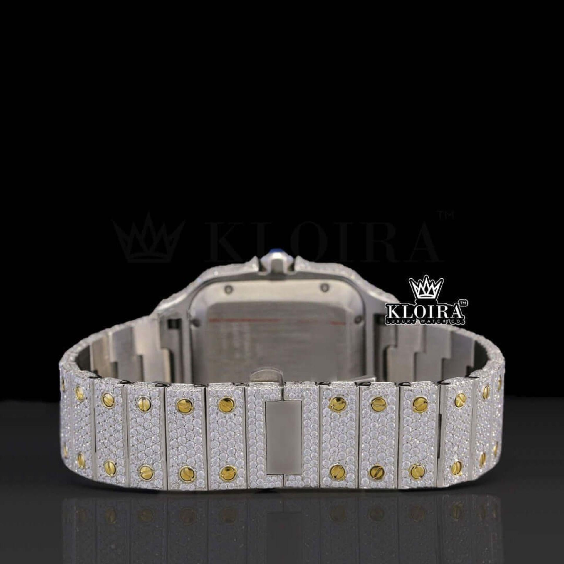 Yellow Gold Dial Black Roman Numerals Two Tone Natural Diamond Watch Caseback View