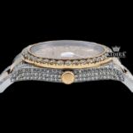 Yellow Gold Dial Diamond Markers Moissanite Diamond Watch Crown View