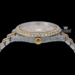 Yellow Gold Dial Rainbow Arabic Numerals Moissanite Diamond Watch Crown View