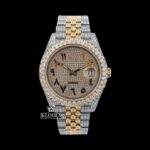 Yellow Gold Dial Rainbow Arabic Numerals Moissanite Diamond Watch