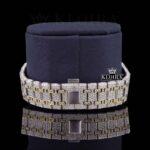 Yellow Gold Dial Two Tone Fully Iced Out Moissanite Watch Bracelet View