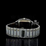 Yellow Gold Roman Dial Two Tone Iced Out Moissanite Diamond Watch Caseback View