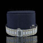 Yellow Gold Square Dial Black Roman Numerals Moissanite Watch Bracelet View