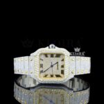 Yellow Gold Square Dial Black Roman Numerals Moissanite Watch