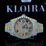 Yellow Roman Dial Two Tone Classic Link Strap Moissanite Watch